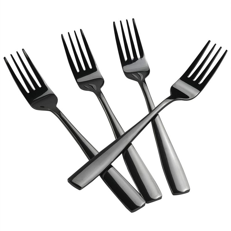 Teyyvn 16-Piece Mirror Finish Black Stainless Steel Dinner Forks, Cutlery Forks, 8.07-INCH - Image 1
